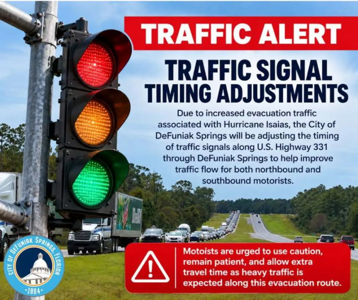 DeFuniak Springs Retimes US 331 Signals as Isaias Evacuation Traffic Builds