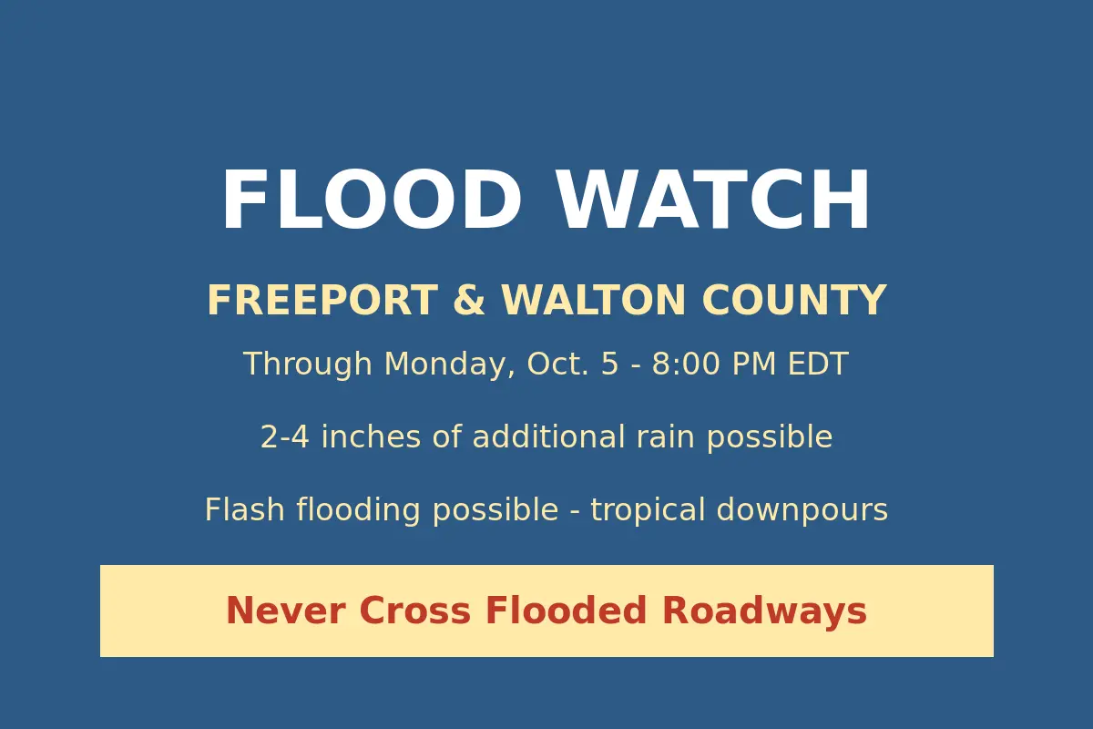 Flood Watch Extended for Freeport Through Monday Evening