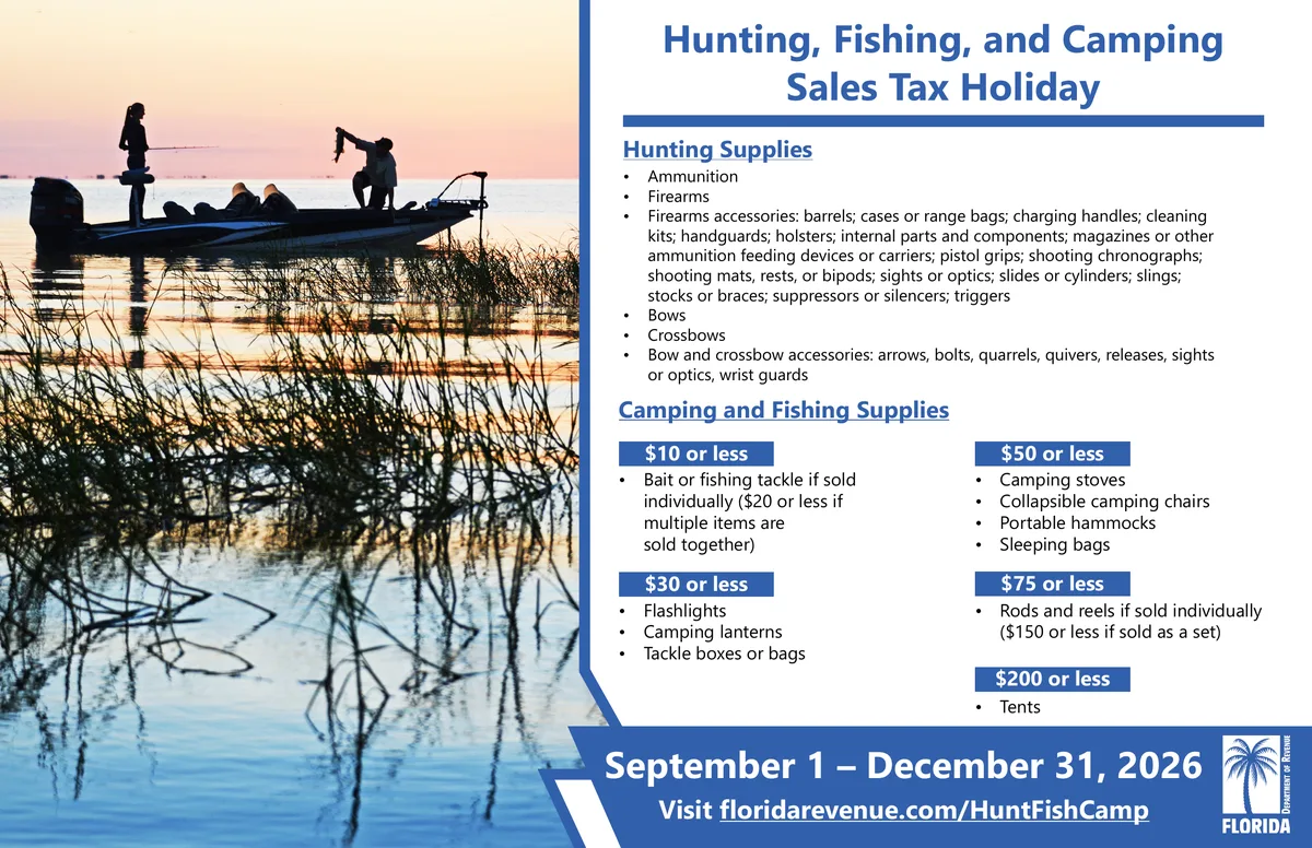 Florida's Hunting, Fishing and Camping Sales Tax Holiday Runs Through December 31