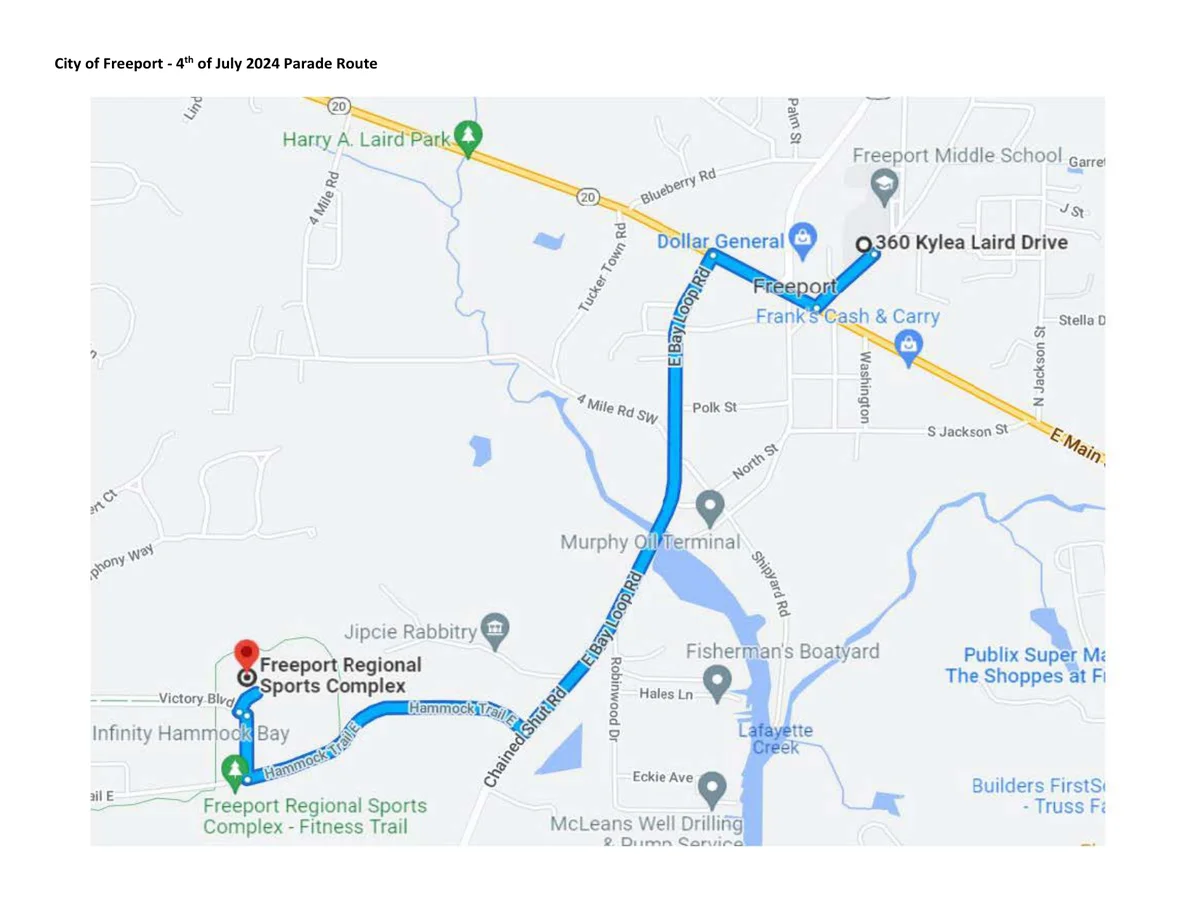 4th of July Parade Route