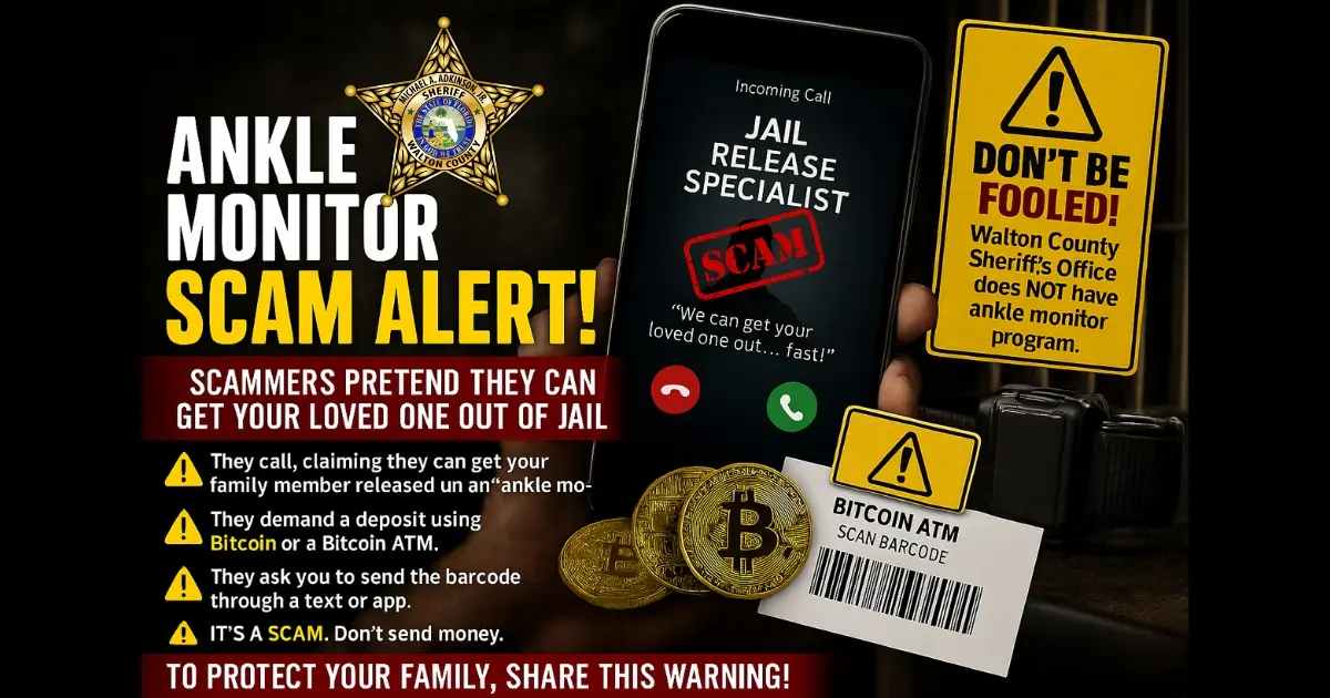 WCSO Warns Freeport Residents About Ankle Monitor Phone Scam Targeting Families of Arrested Individuals