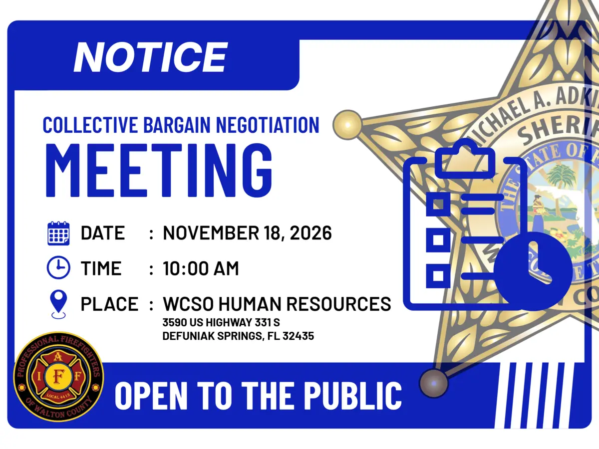 WCSO, Firefighters Union to Hold Public Bargaining Session November 18